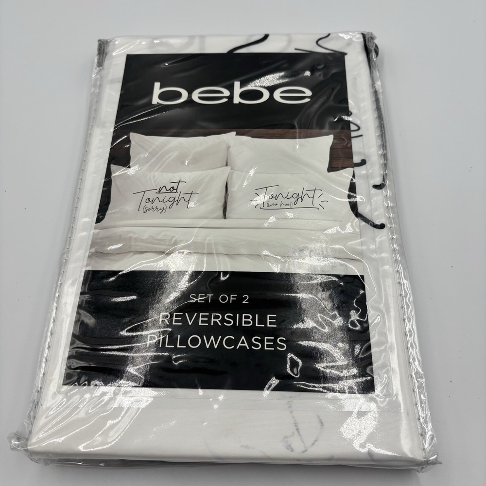 bebe‎ Reversible Pillowcases Set of 2 Not Tonight Tonight Woo Hoo